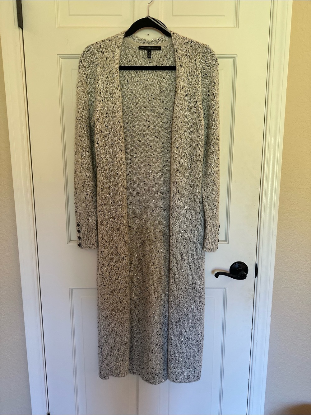 WHBM silver shimmer duster sweater Sz M